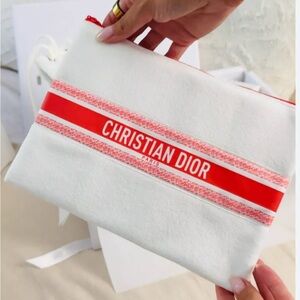 Dior White and Red Cosmetic Bag